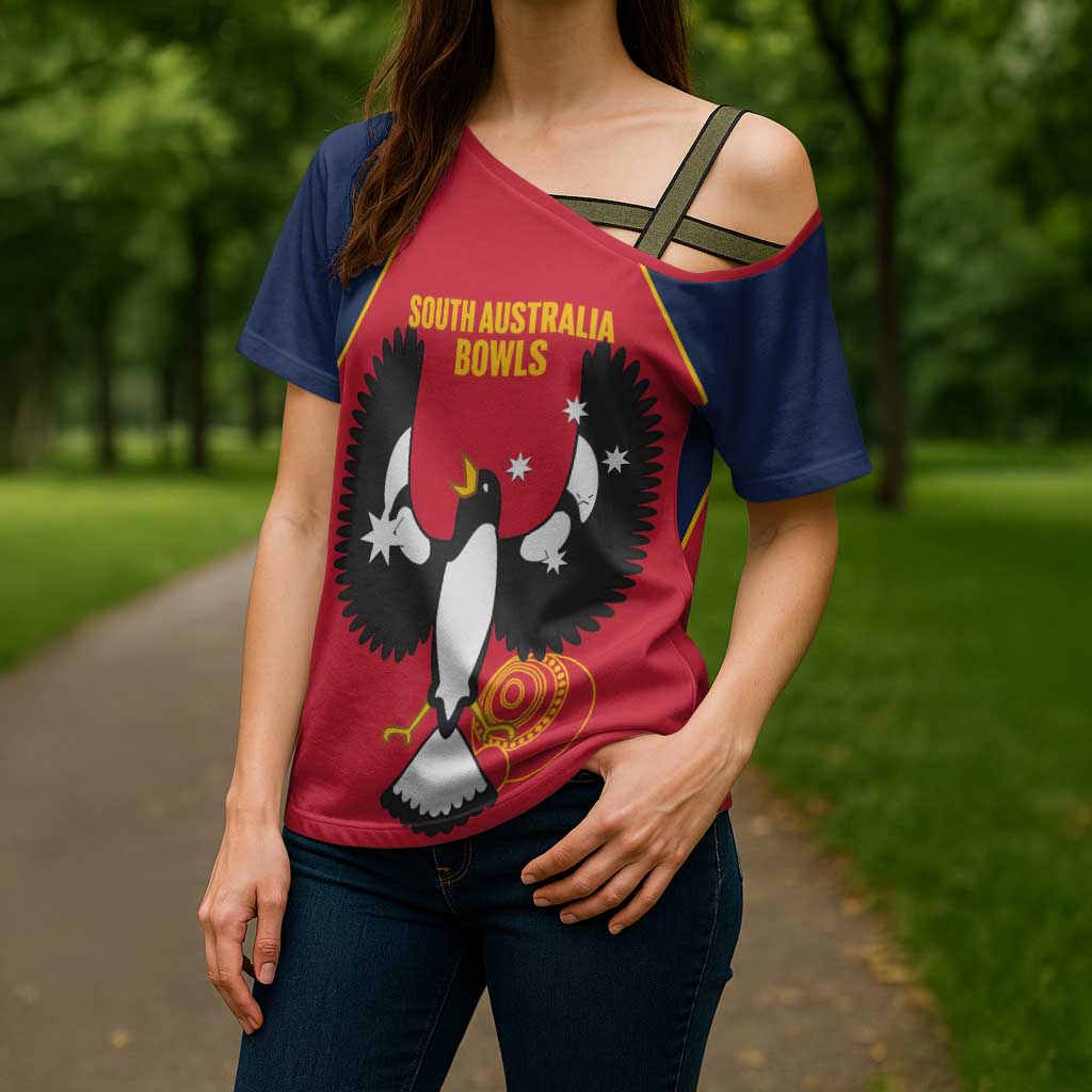 Custom South Australia Bowls Cross Shoulder Shirt Go Champions SA Piping Shrike - Aussie Hoodie
