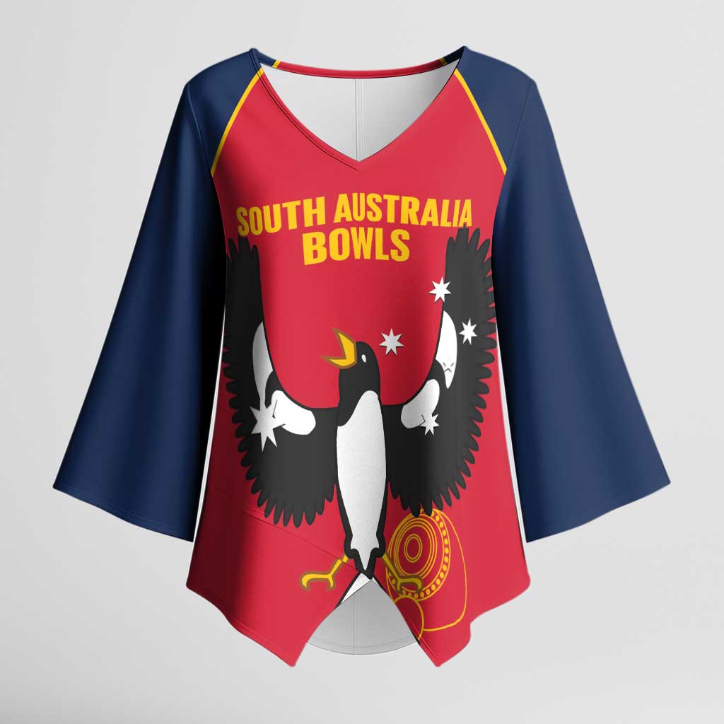 Custom South Australia Bowls Kimono Sleeve Blouse Go Champions SA Piping Shrike - Aussie Hoodie