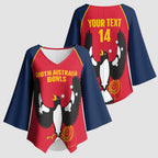 Custom South Australia Bowls Kimono Sleeve Blouse Go Champions SA Piping Shrike - Aussie Hoodie