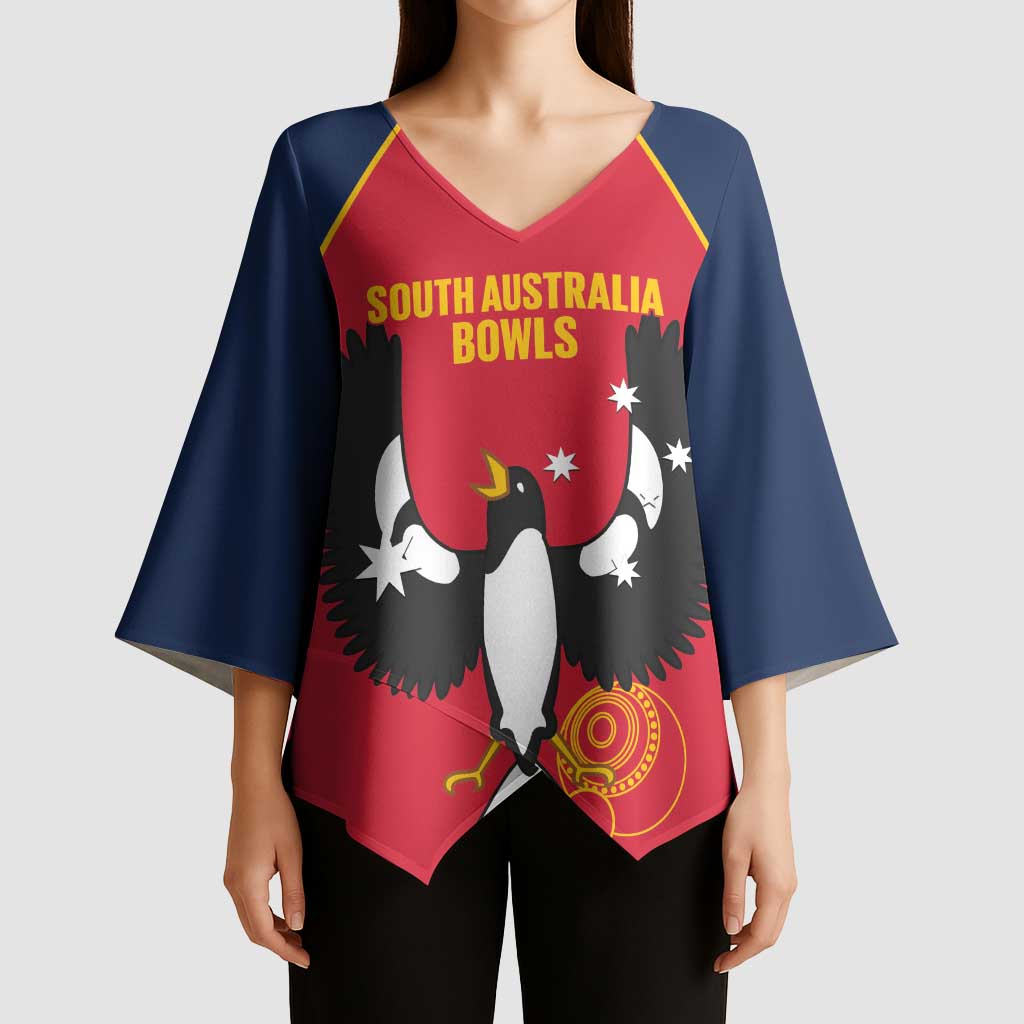 Custom South Australia Bowls Kimono Sleeve Blouse Go Champions SA Piping Shrike - Aussie Hoodie