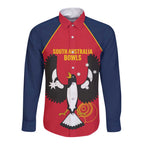 Custom South Australia Bowls Long Sleeve Button Shirt Go Champions SA Piping Shrike - Aussie Hoodie