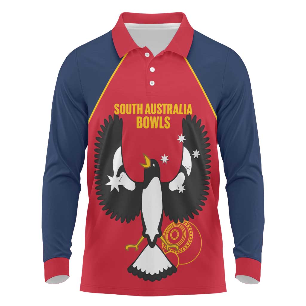 Custom South Australia Bowls Long Sleeve Polo Shirt Go Champions SA Piping Shrike - Aussie Hoodie