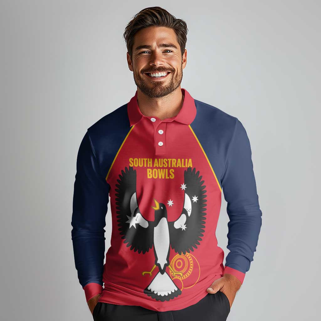 Custom South Australia Bowls Long Sleeve Polo Shirt Go Champions SA Piping Shrike - Aussie Hoodie