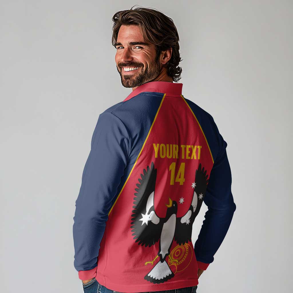 Custom South Australia Bowls Long Sleeve Polo Shirt Go Champions SA Piping Shrike - Aussie Hoodie