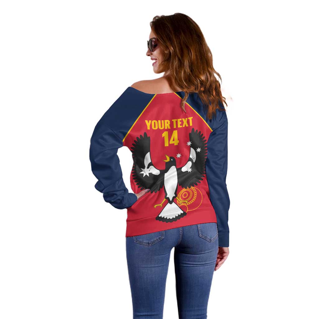 Custom South Australia Bowls Off Shoulder Sweater Go Champions SA Piping Shrike - Aussie Hoodie