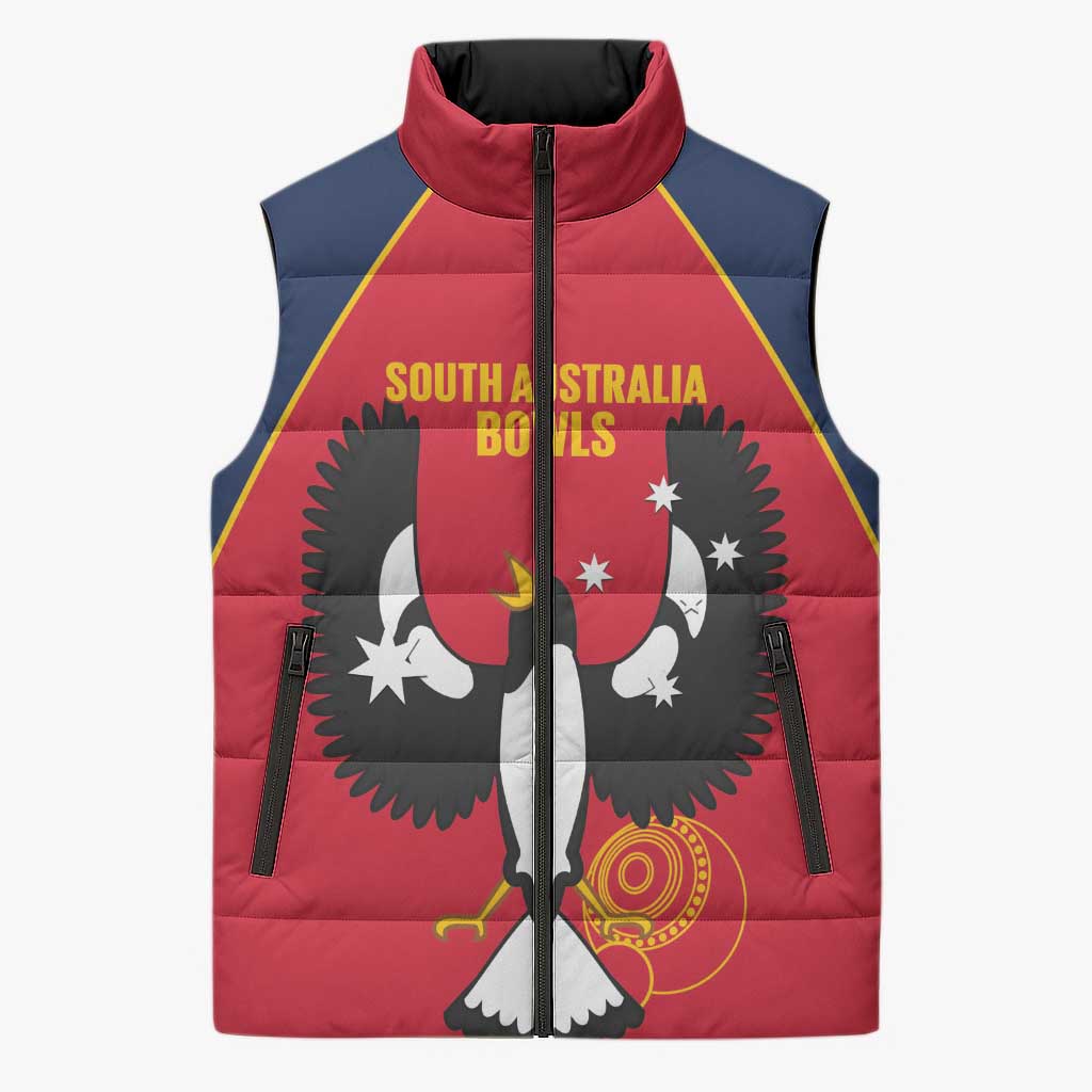 Custom South Australia Bowls Sleeveless Puffer Jacket Go Champions SA Piping Shrike - Aussie Hoodie