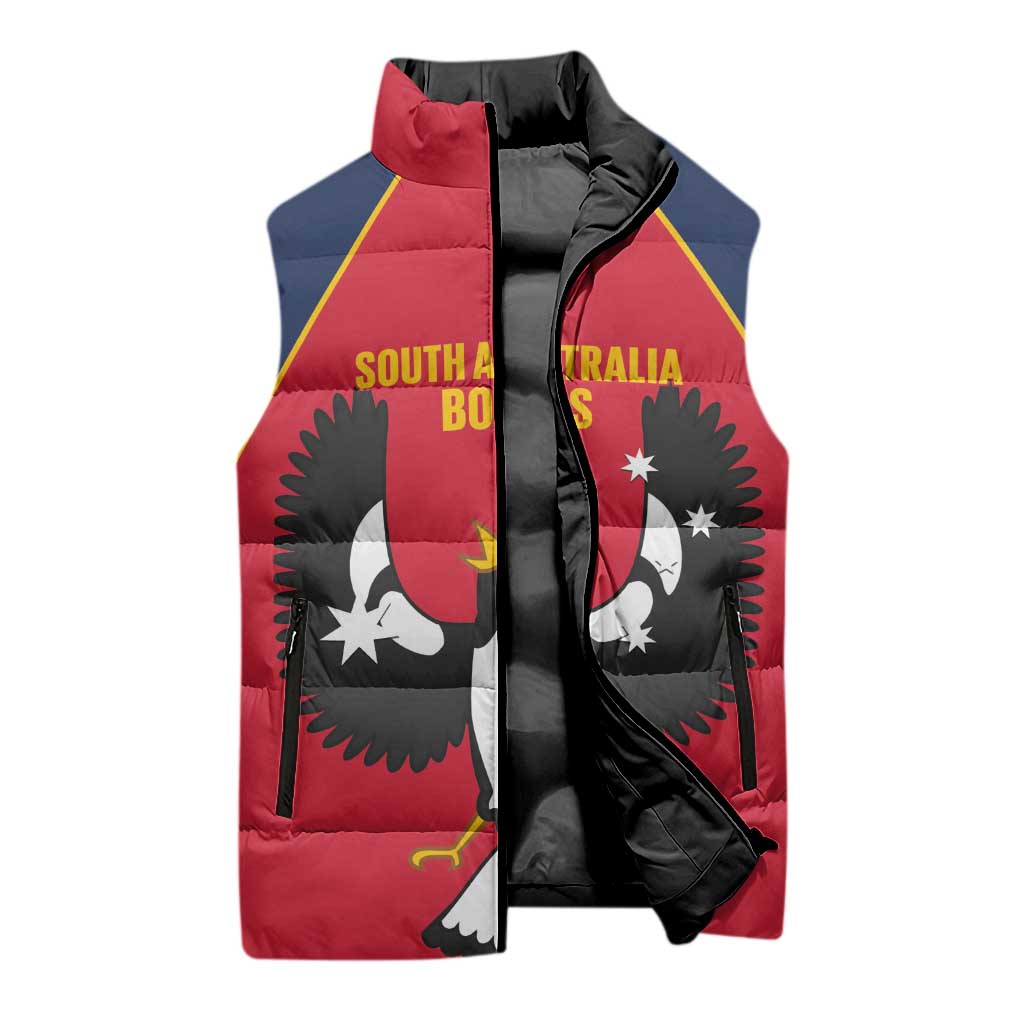 Custom South Australia Bowls Sleeveless Puffer Jacket Go Champions SA Piping Shrike - Aussie Hoodie