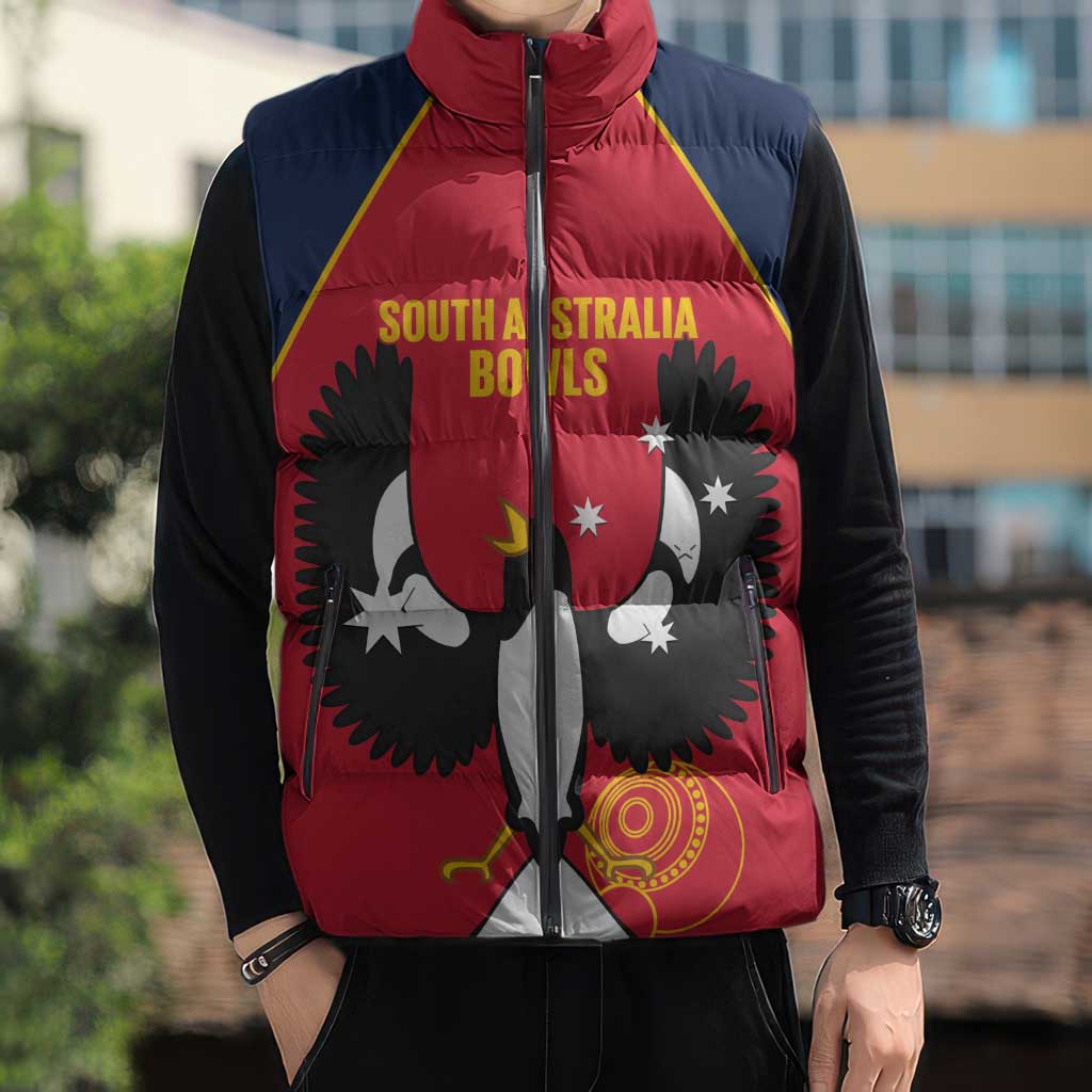 Custom South Australia Bowls Sleeveless Puffer Jacket Go Champions SA Piping Shrike - Aussie Hoodie
