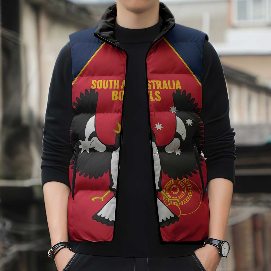 Custom South Australia Bowls Sleeveless Puffer Jacket Go Champions SA Piping Shrike - Aussie Hoodie