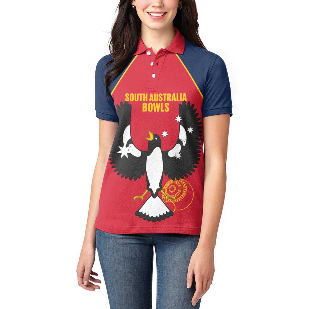 Custom South Australia Bowls Women Polo Shirt Go Champions SA Piping Shrike - Aussie Hoodie
