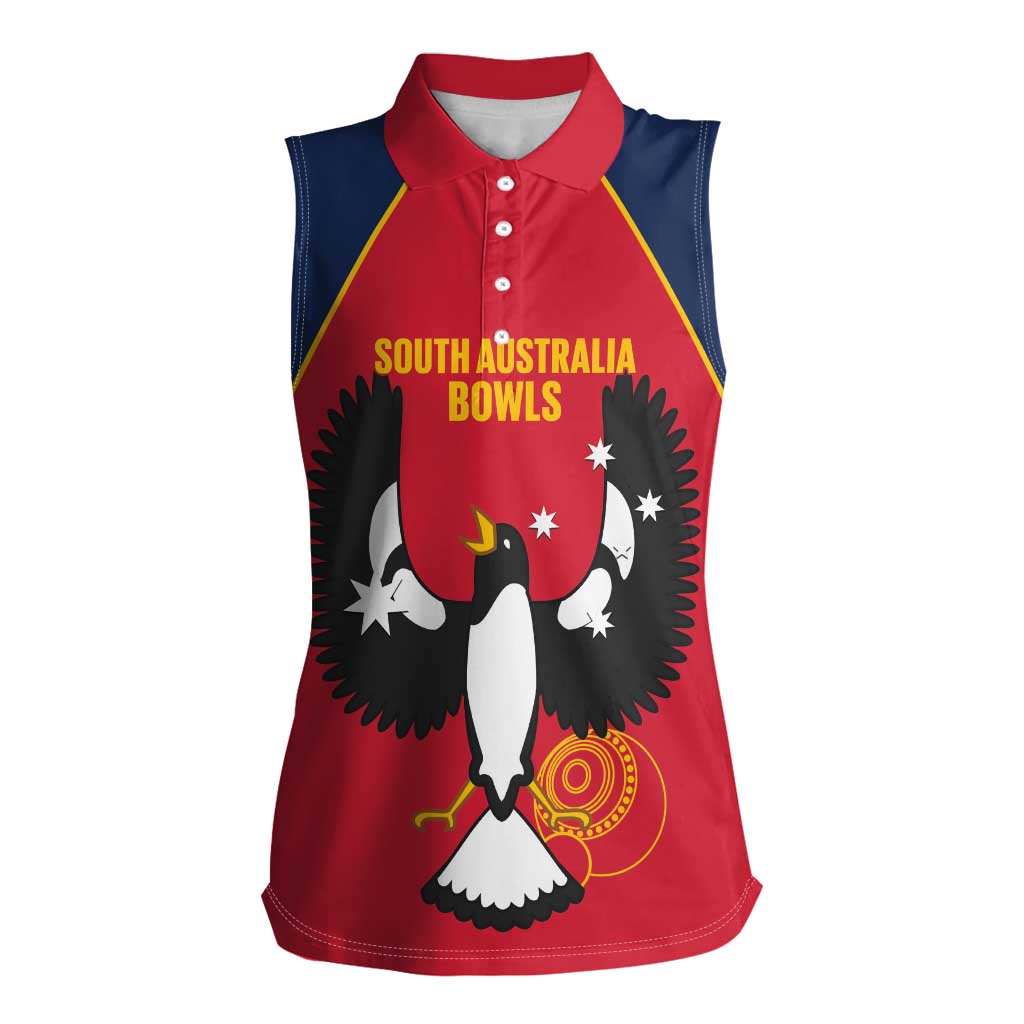 Custom South Australia Bowls Women Sleeveless Polo Shirt Go Champions SA Piping Shrike - Aussie Hoodie