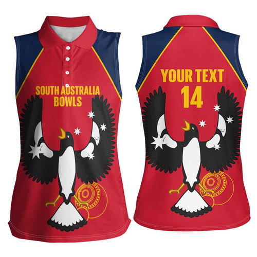 Custom South Australia Bowls Women Sleeveless Polo Shirt Go Champions SA Piping Shrike - Aussie Hoodie