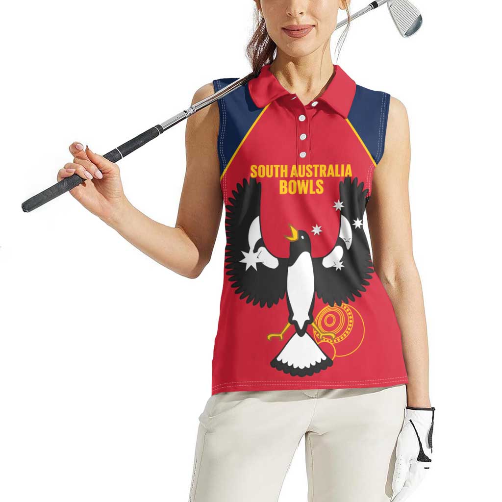 Custom South Australia Bowls Women Sleeveless Polo Shirt Go Champions SA Piping Shrike - Aussie Hoodie