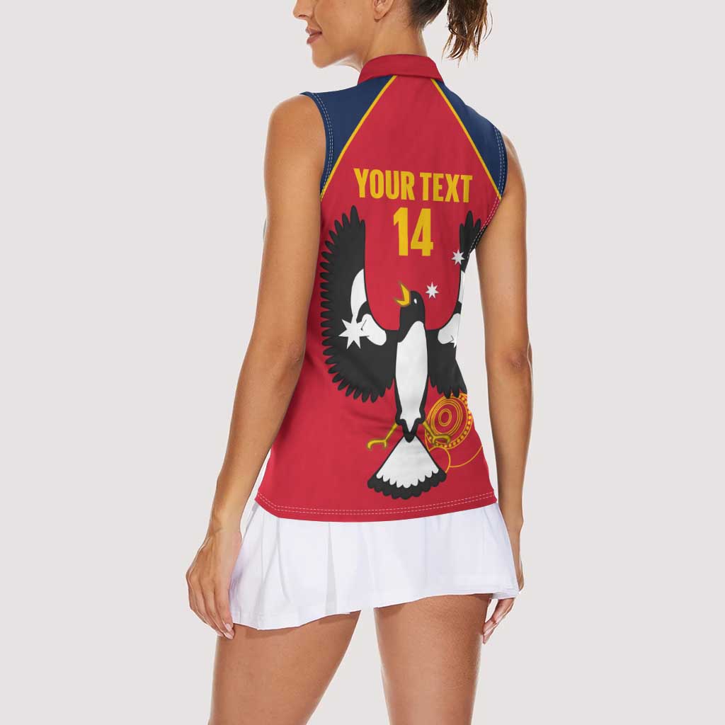 Custom South Australia Bowls Women Sleeveless Polo Shirt Go Champions SA Piping Shrike - Aussie Hoodie