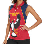 Custom South Australia Bowls Women Sleeveless Polo Shirt Go Champions SA Piping Shrike - Aussie Hoodie