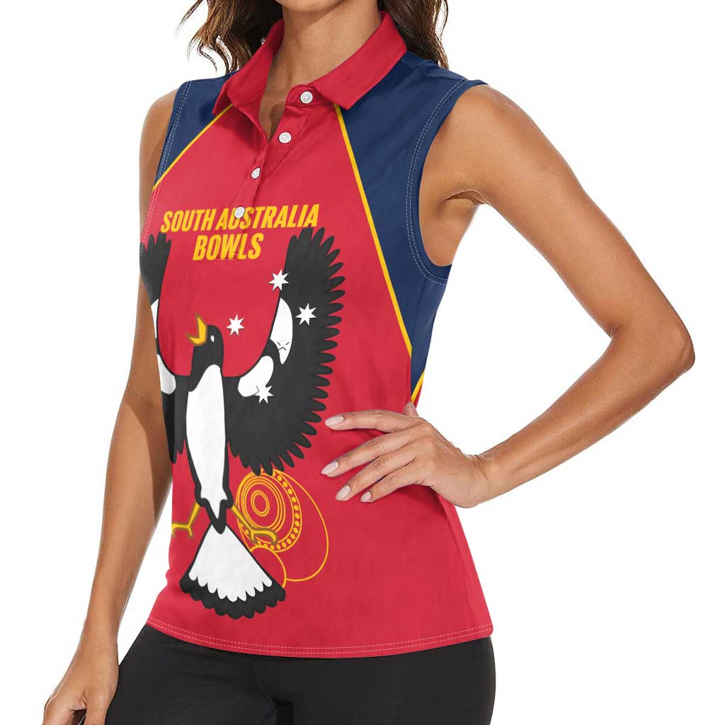 Custom South Australia Bowls Women Sleeveless Polo Shirt Go Champions SA Piping Shrike - Aussie Hoodie