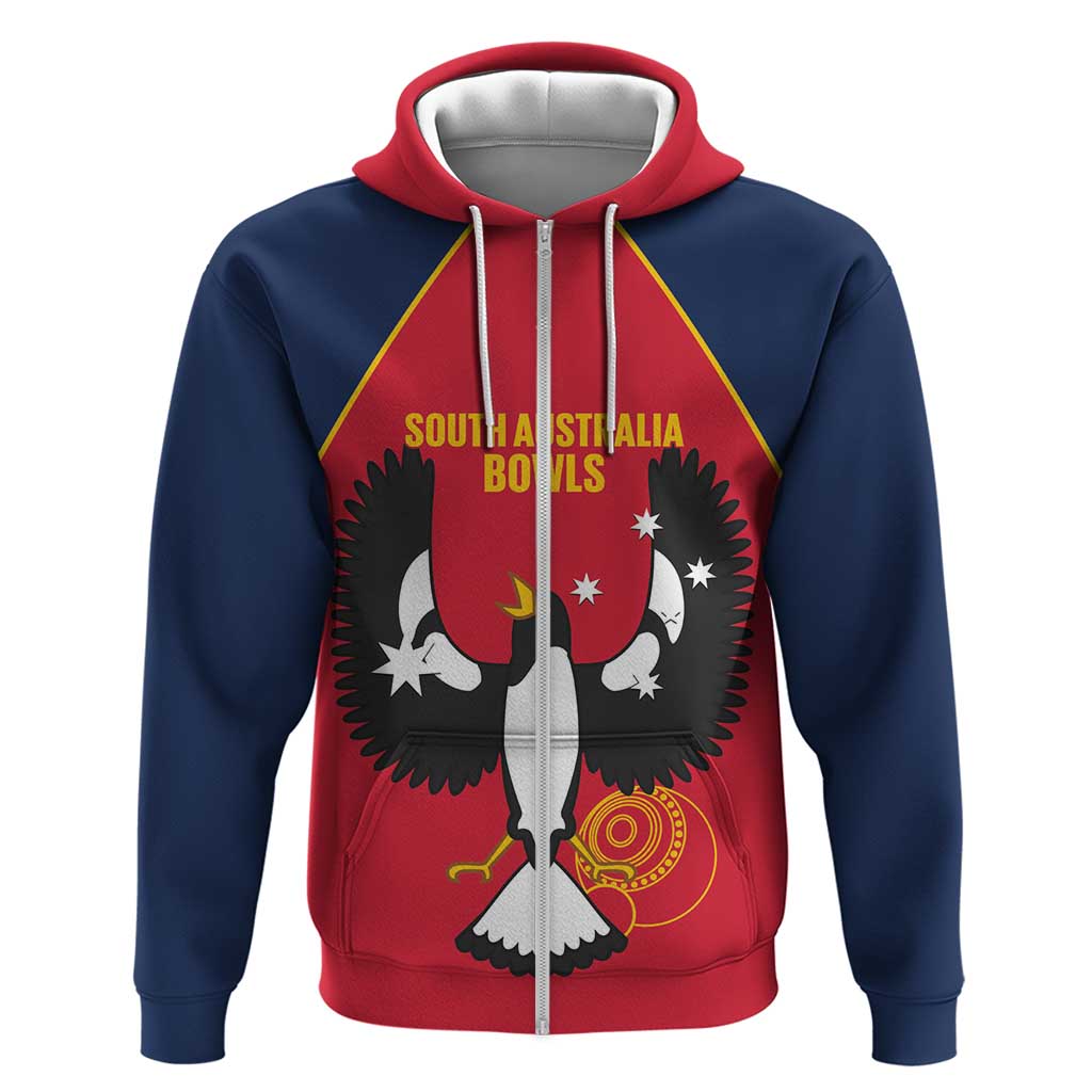 Custom South Australia Bowls Zip Hoodie Go Champions SA Piping Shrike - Aussie Hoodie
