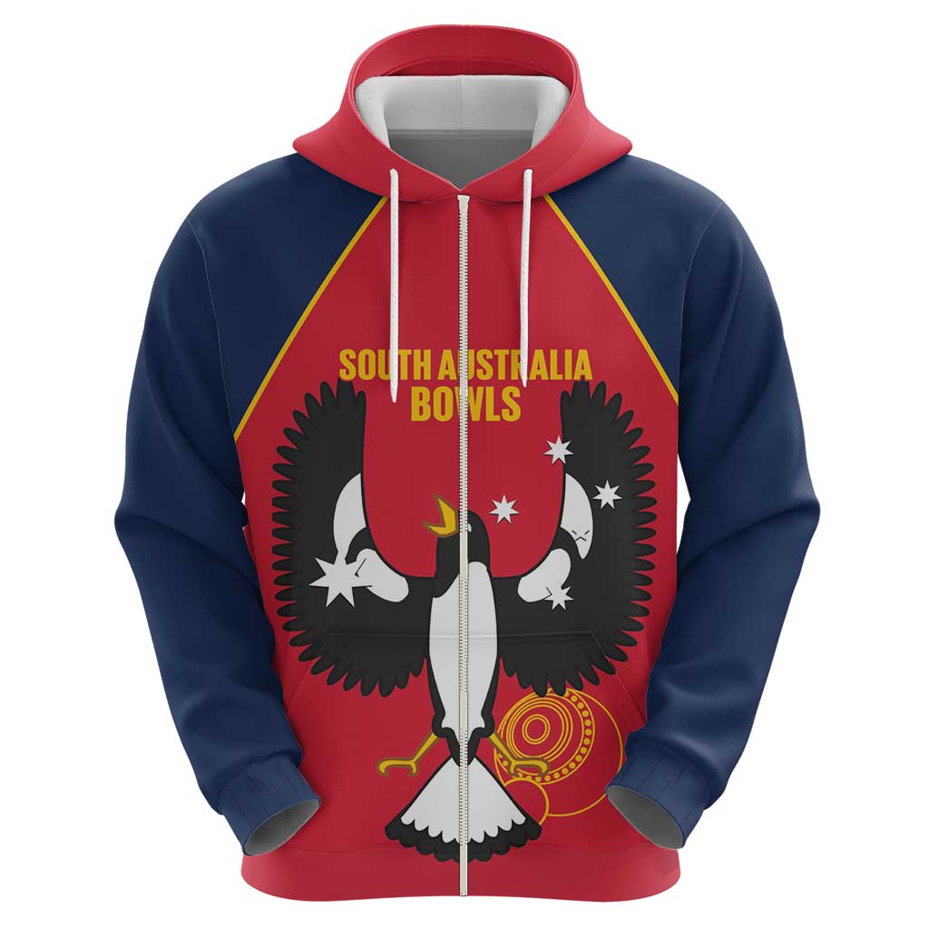 Custom South Australia Bowls Zip Hoodie Go Champions SA Piping Shrike - Aussie Hoodie