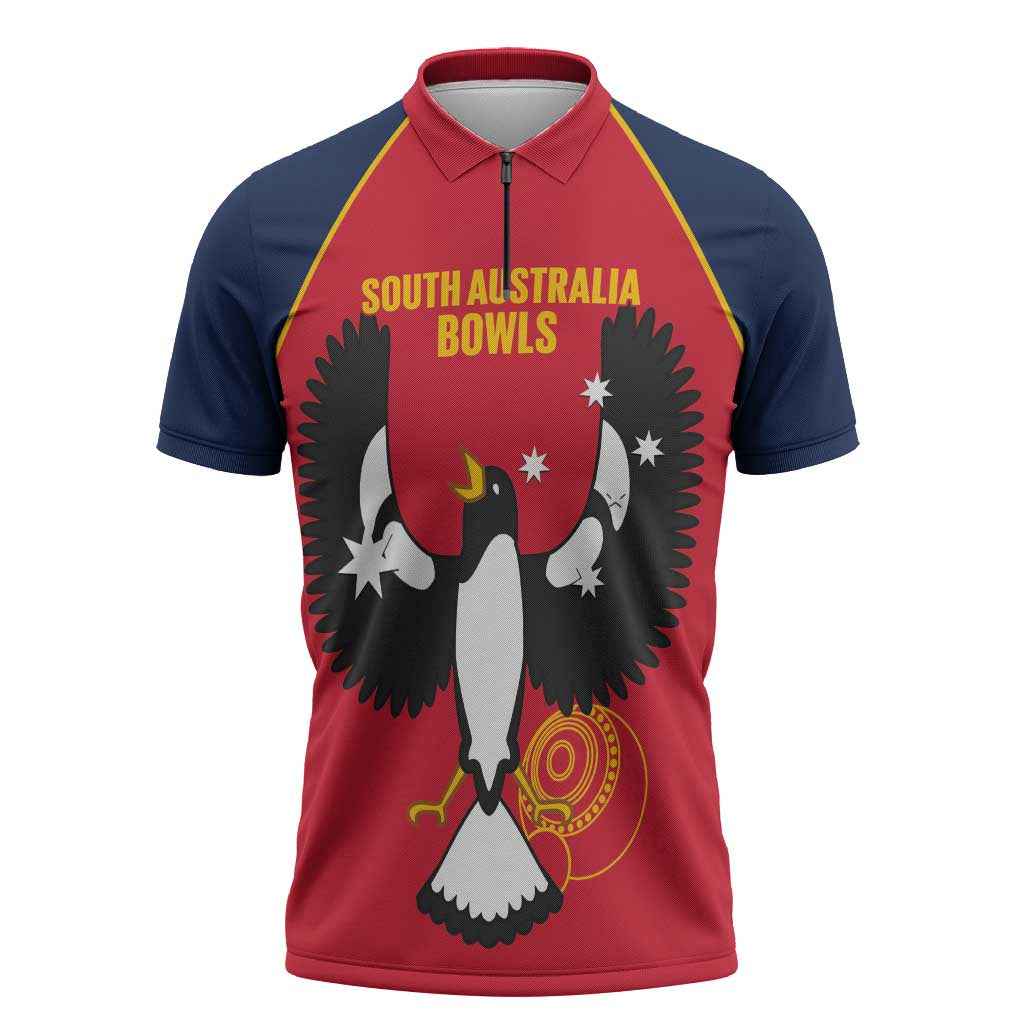 Custom South Australia Bowls Zipper Polo Shirt Go Champions SA Piping Shrike - Aussie Hoodie