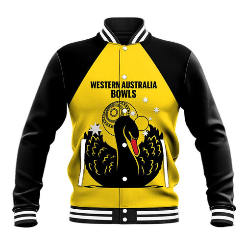 Custom Western Australia Bowls Baseball Jacket Go Champions WA Black Swan - Aussie Hoodie