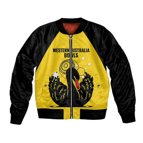 Custom Western Australia Bowls Bomber Jacket Go Champions WA Black Swan - Aussie Hoodie