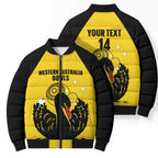 Custom Western Australia Bowls Bomber Puffer Jacket Go Champions WA Black Swan - Aussie Hoodie