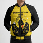 Custom Western Australia Bowls Bomber Puffer Jacket Go Champions WA Black Swan - Aussie Hoodie