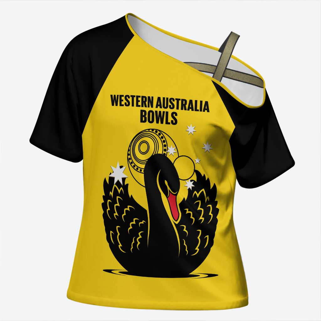 Custom Western Australia Bowls Cross Shoulder Shirt Go Champions WA Black Swan - Aussie Hoodie