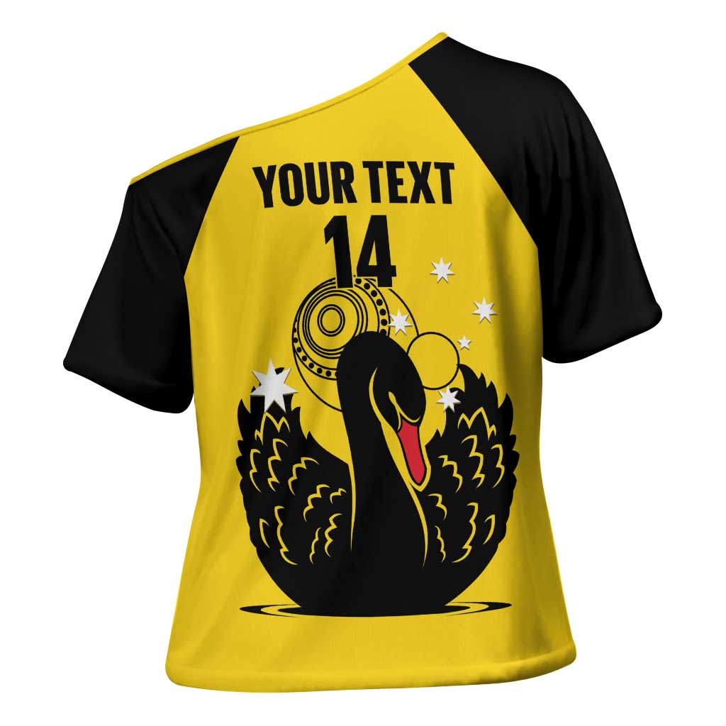 Custom Western Australia Bowls Cross Shoulder Shirt Go Champions WA Black Swan - Aussie Hoodie