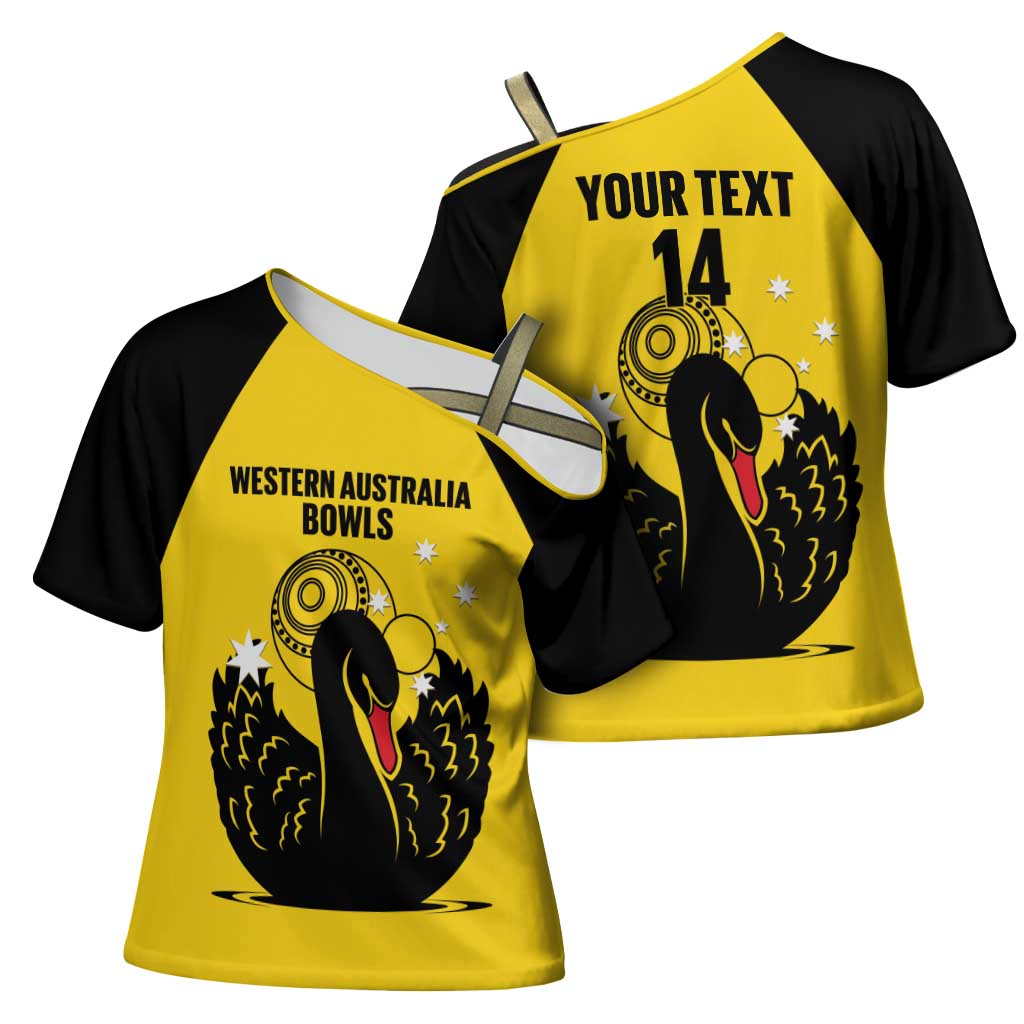 Custom Western Australia Bowls Cross Shoulder Shirt Go Champions WA Black Swan - Aussie Hoodie