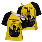 Custom Western Australia Bowls Cross Shoulder Shirt Go Champions WA Black Swan - Aussie Hoodie