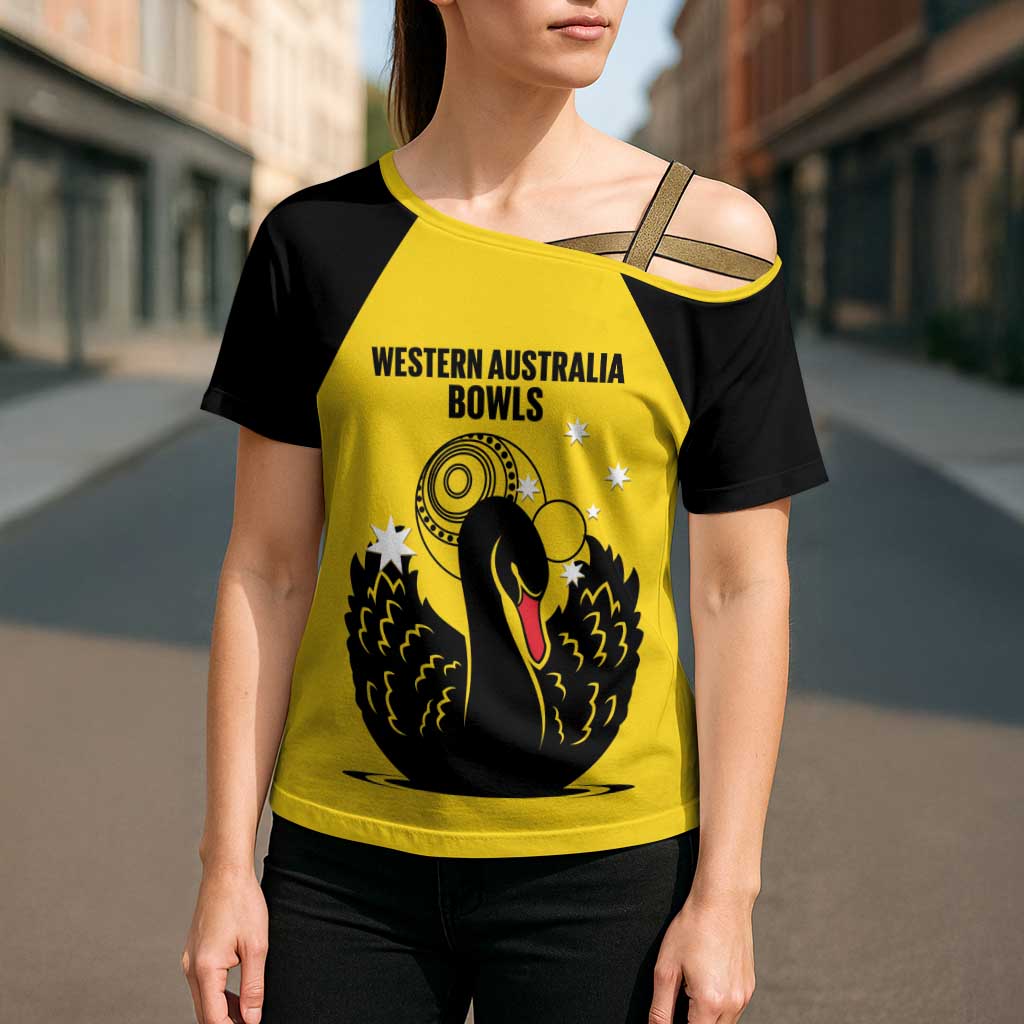 Custom Western Australia Bowls Cross Shoulder Shirt Go Champions WA Black Swan - Aussie Hoodie