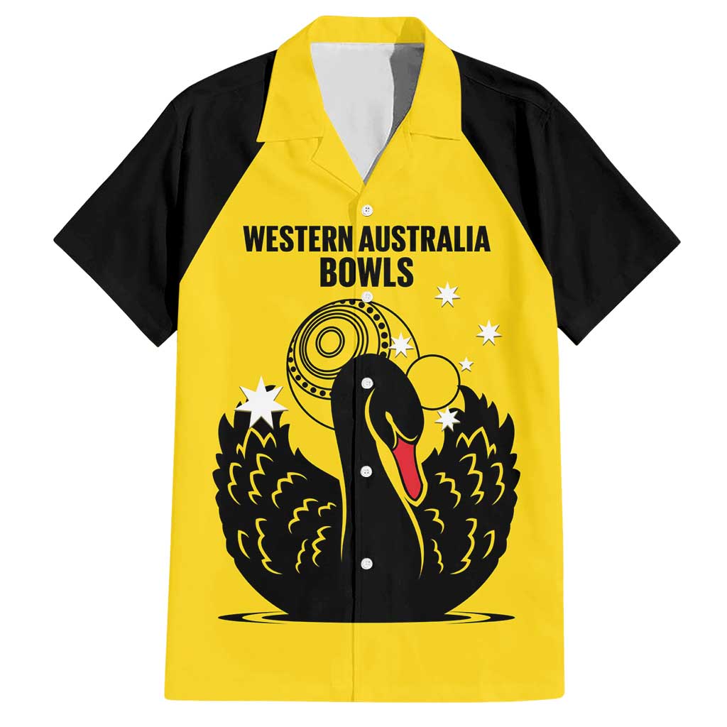 Custom Western Australia Bowls Hawaiian Shirt Go Champions WA Black Swan - Aussie Hoodie