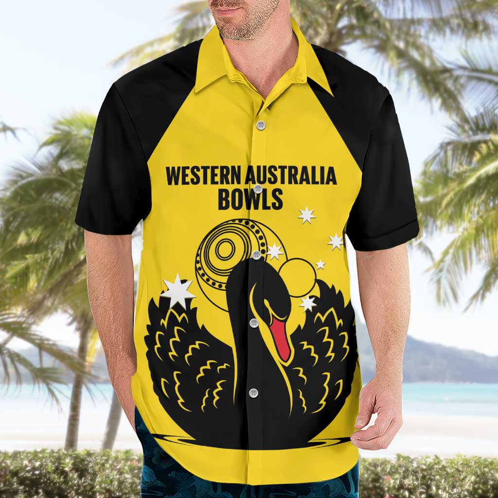 Custom Western Australia Bowls Hawaiian Shirt Go Champions WA Black Swan - Aussie Hoodie