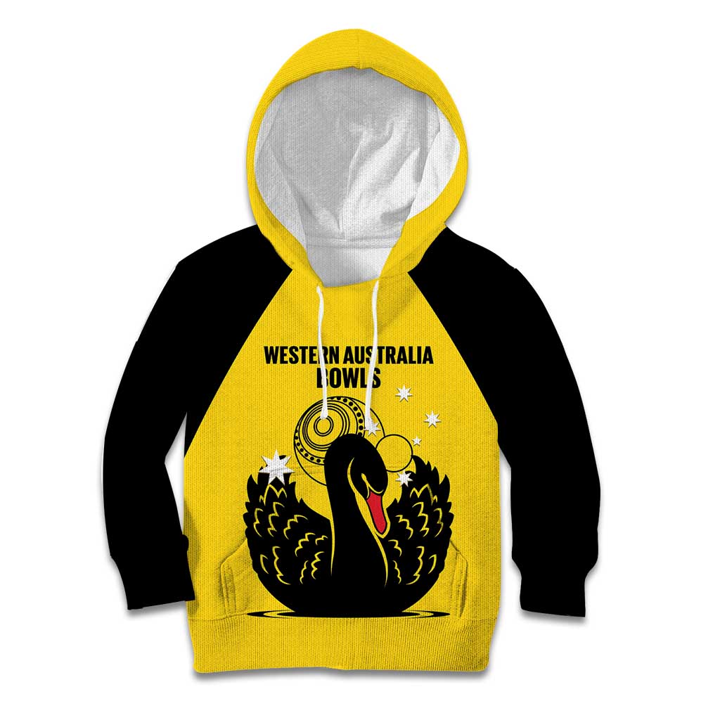Custom Western Australia Bowls Kid Hoodie Go Champions WA Black Swan - Aussie Hoodie