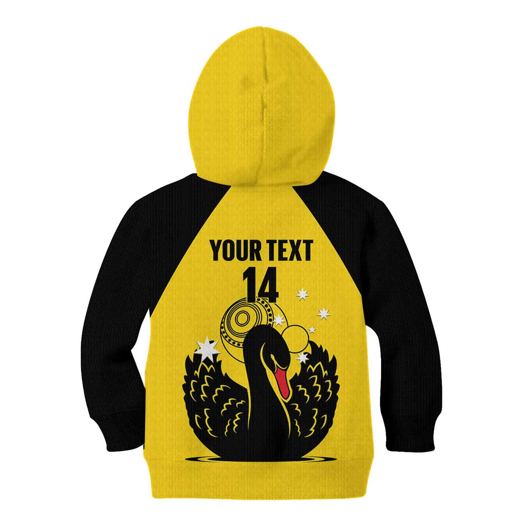 Custom Western Australia Bowls Kid Hoodie Go Champions WA Black Swan - Aussie Hoodie