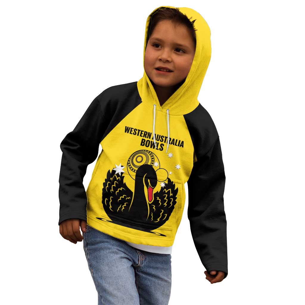 Custom Western Australia Bowls Kid Hoodie Go Champions WA Black Swan - Aussie Hoodie