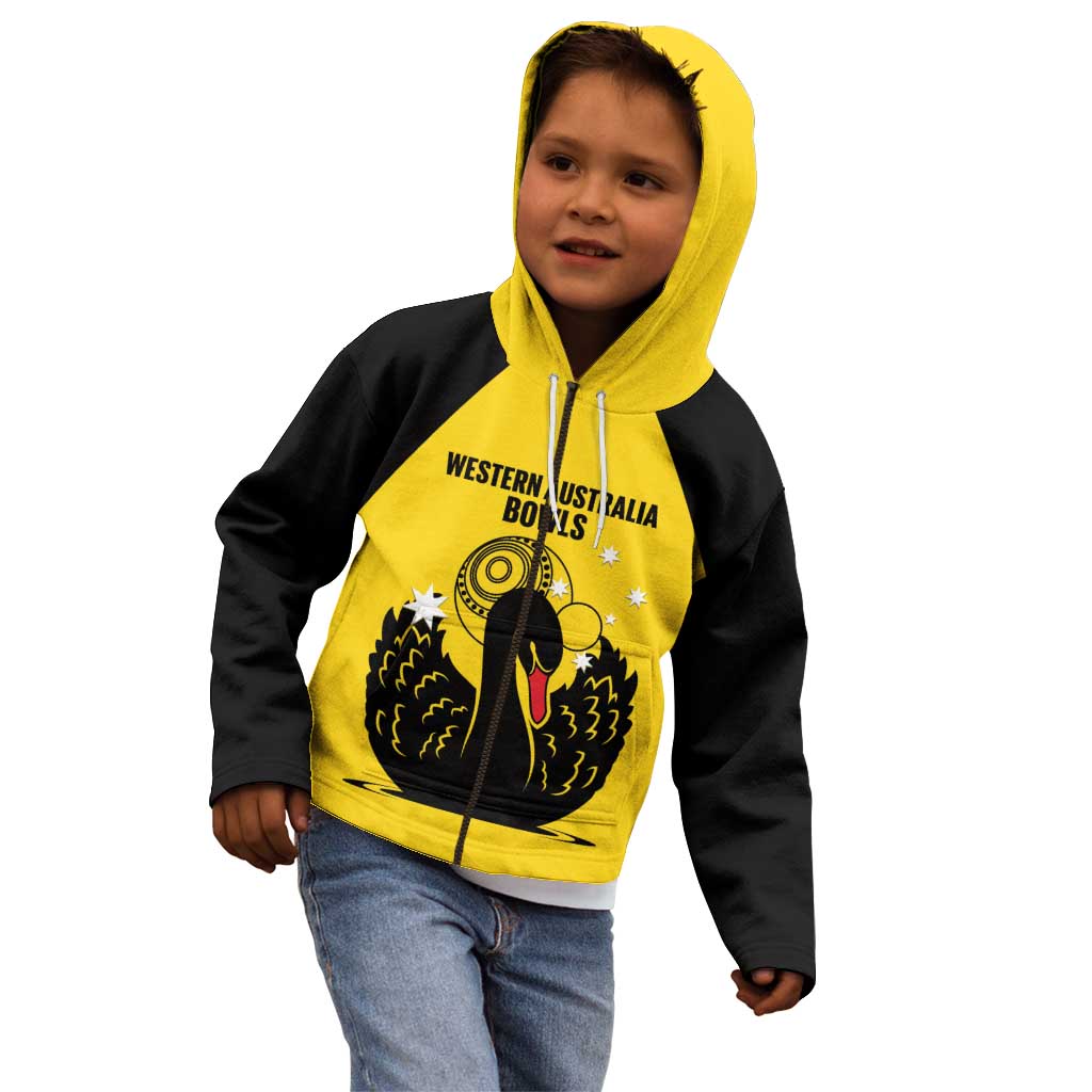Custom Western Australia Bowls Kid Hoodie Go Champions WA Black Swan - Aussie Hoodie
