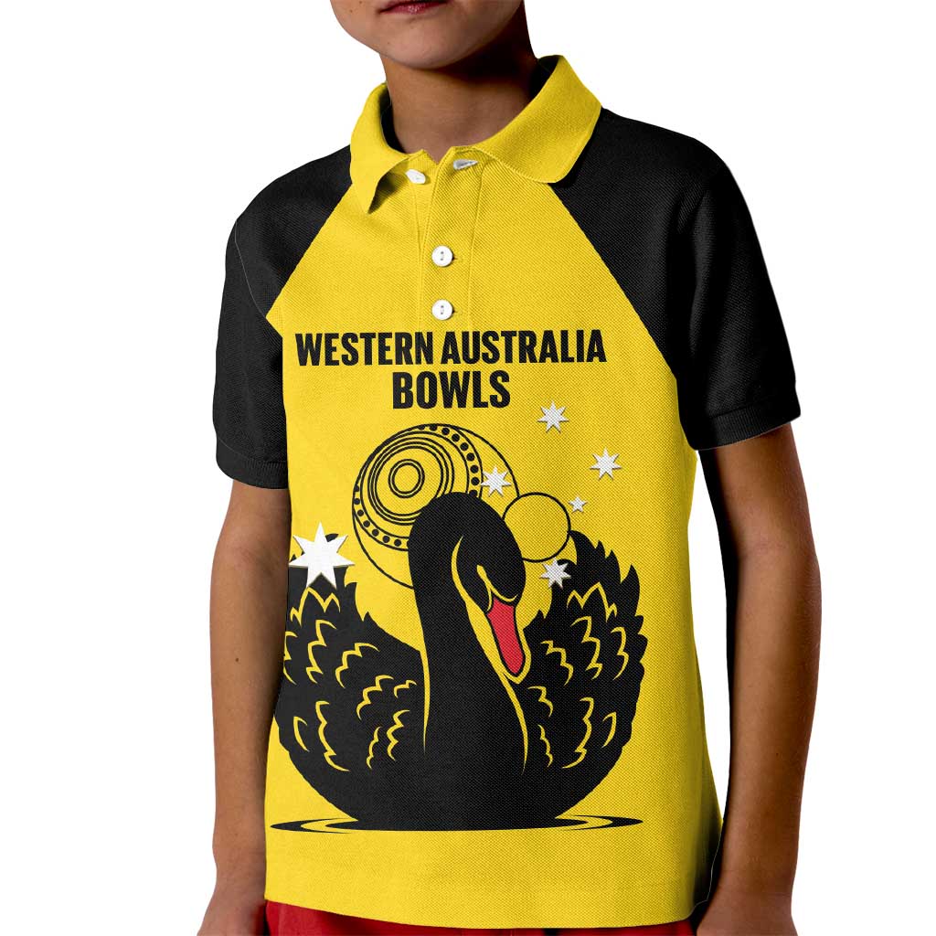 Custom Western Australia Bowls Kid Polo Shirt Go Champions WA Black Swan - Aussie Hoodie