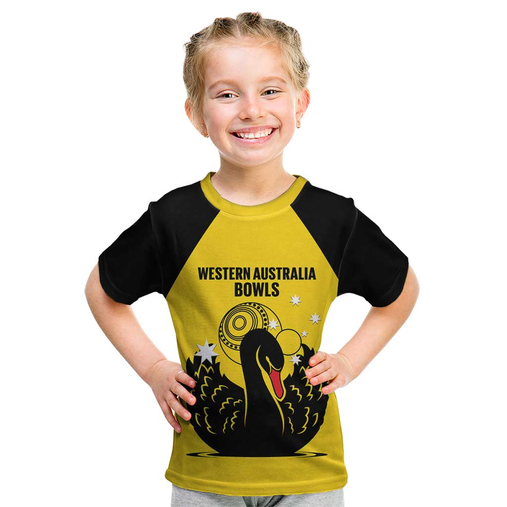 Custom Western Australia Bowls Kid T Shirt Go Champions WA Black Swan - Aussie Hoodie