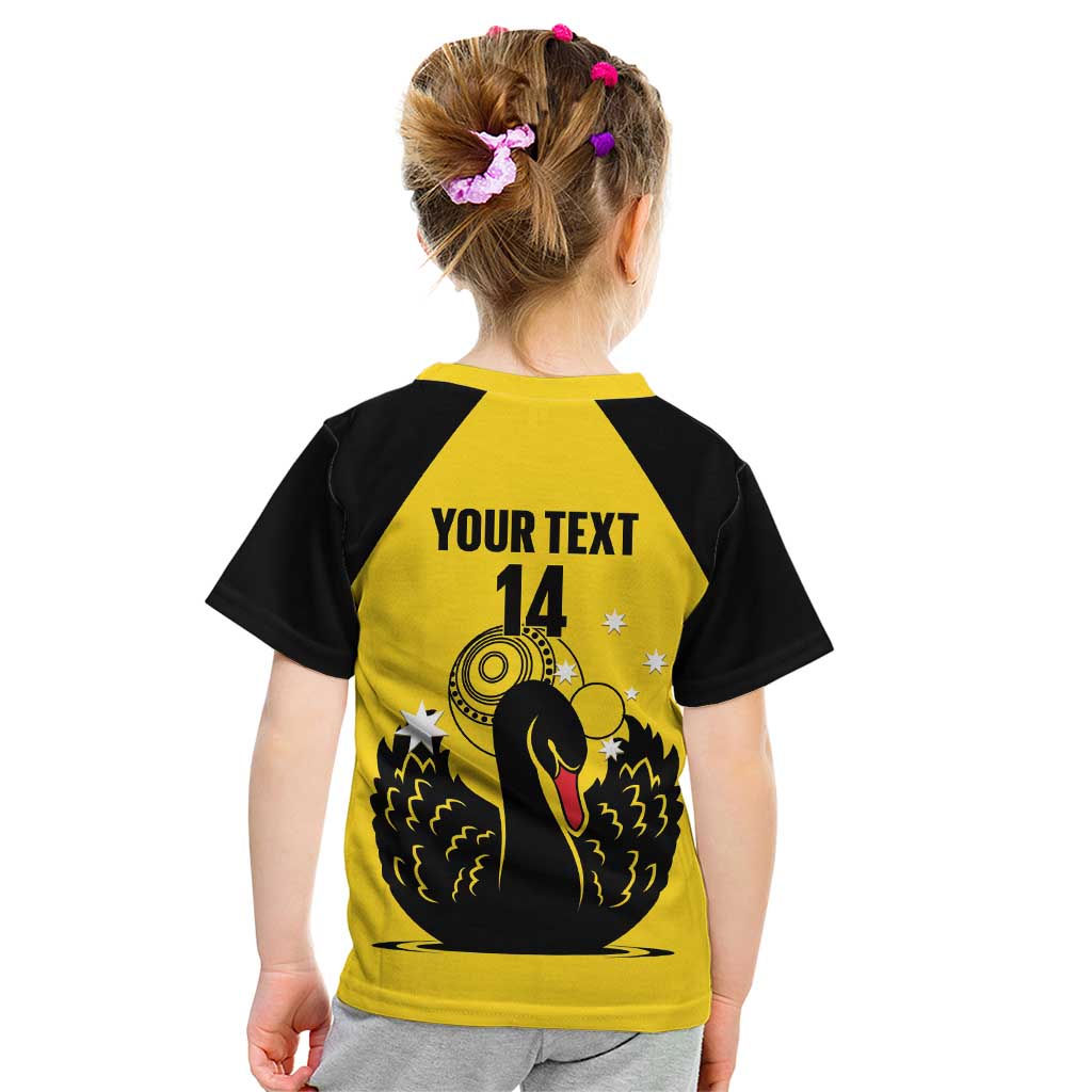Custom Western Australia Bowls Kid T Shirt Go Champions WA Black Swan - Aussie Hoodie