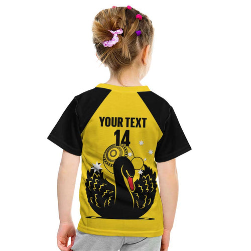 Custom Western Australia Bowls Kid T Shirt Go Champions WA Black Swan - Aussie Hoodie