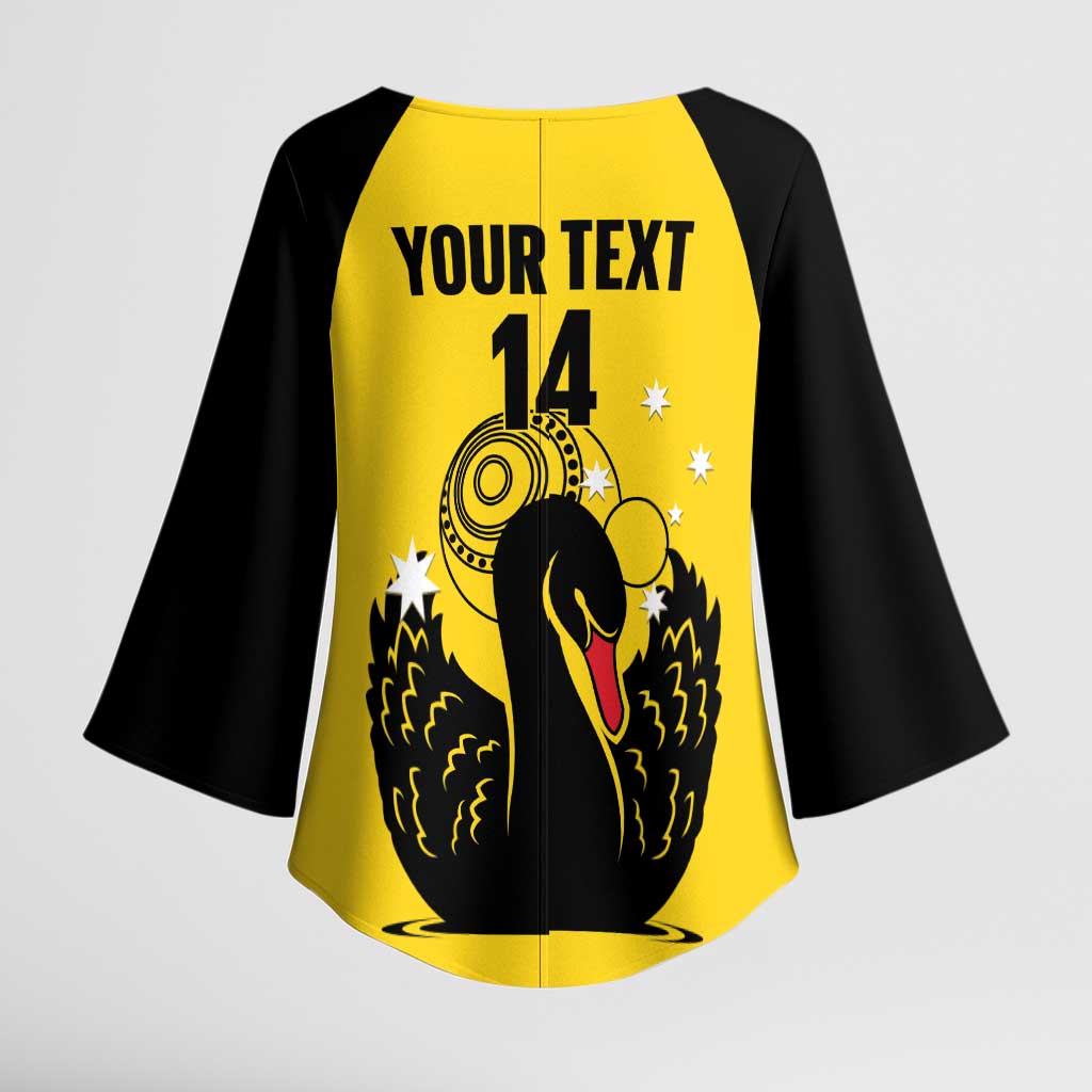 Custom Western Australia Bowls Kimono Sleeve Blouse Go Champions WA Black Swan - Aussie Hoodie