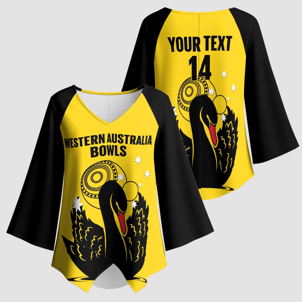 Custom Western Australia Bowls Kimono Sleeve Blouse Go Champions WA Black Swan - Aussie Hoodie
