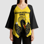 Custom Western Australia Bowls Kimono Sleeve Blouse Go Champions WA Black Swan - Aussie Hoodie