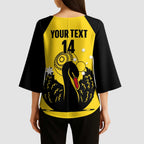 Custom Western Australia Bowls Kimono Sleeve Blouse Go Champions WA Black Swan - Aussie Hoodie