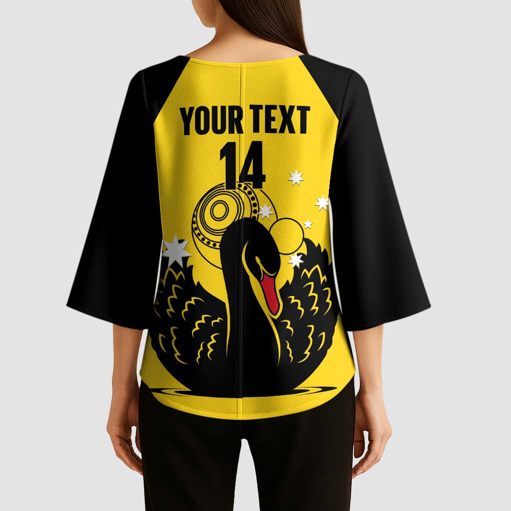 Custom Western Australia Bowls Kimono Sleeve Blouse Go Champions WA Black Swan - Aussie Hoodie
