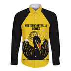 Custom Western Australia Bowls Long Sleeve Button Shirt Go Champions WA Black Swan - Aussie Hoodie