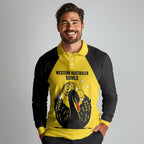 Custom Western Australia Bowls Long Sleeve Polo Shirt Go Champions WA Black Swan - Aussie Hoodie