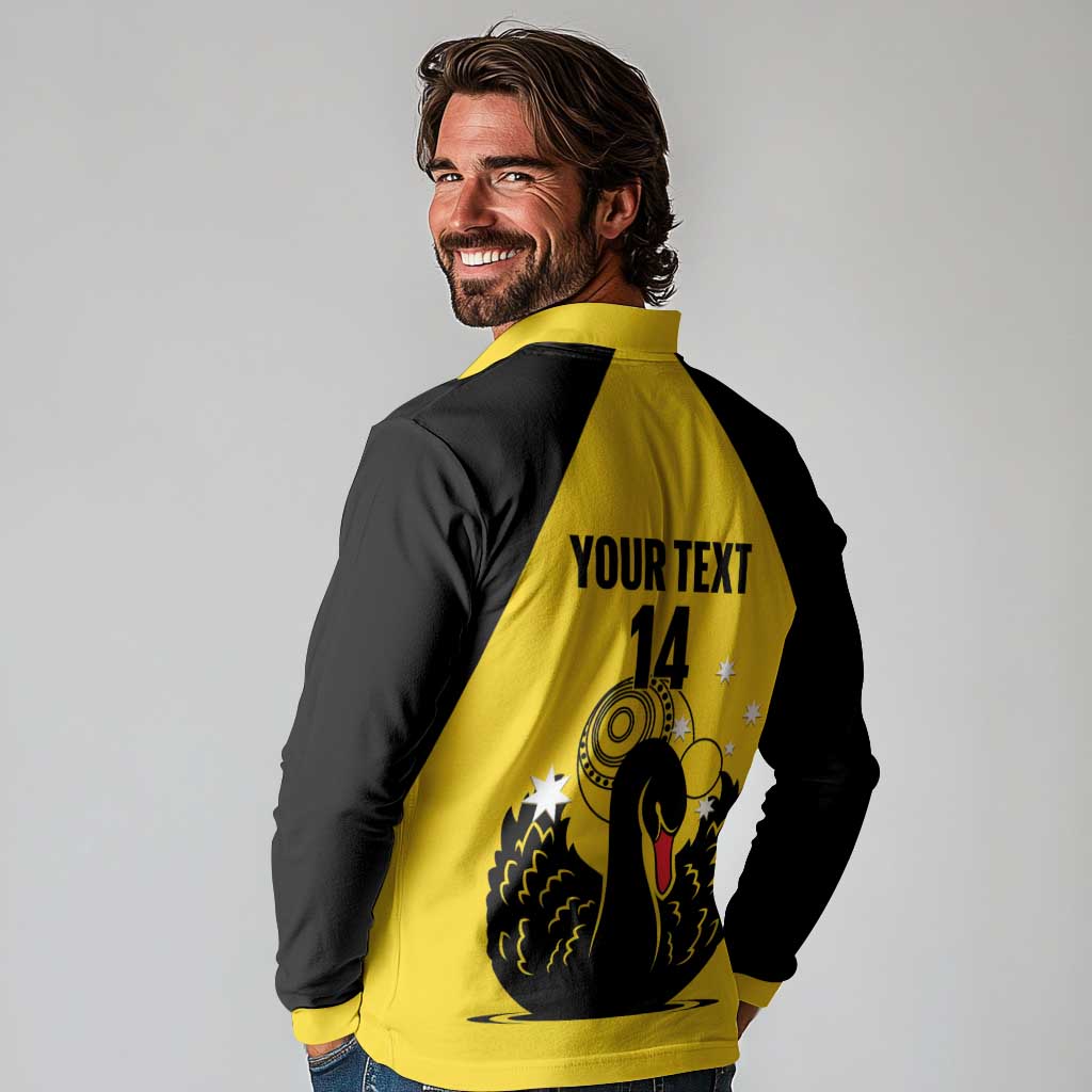 Custom Western Australia Bowls Long Sleeve Polo Shirt Go Champions WA Black Swan - Aussie Hoodie